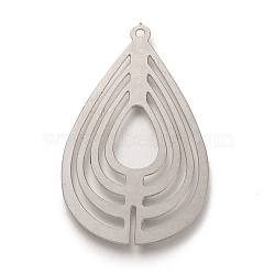 304 Stainless Steel Pendants, Laser Cut, Teardrop, Stainless Steel Color, 35x22x0.4mm, Hole: 1.2mm(X-STAS-I174-05P)