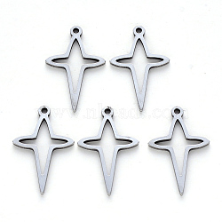 Tarnish Resistant 304 Stainless Steel Pendants, Laser Cut, Cross, Stainless Steel Color, 20x12x1mm, Hole: 1.2mm(STAS-N092-32)