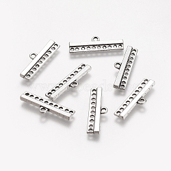 Antique Silver Rectangle Tibetan Style Alloy Chandelier Components Links, Lead Free & Nickel Free, 9x28x2.5mm, Hole: 1.5~2mm(X-TIBE-A22146-AS-FF)