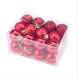 Christmas Ball Plastic Ornaments, Pendant Decorations, for Christmas Holiday Wedding Party Decoration, Red, 42x29mm, Hole: 4mm, 24ball/box(AJEW-CJ0001-06B)