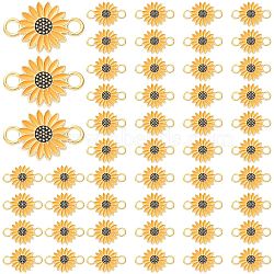 50Pcs Alloy Enamel Connector Charms, Daisy Flower Links, Light Gold, Goldenrod, 13.5x20.5x1.5mm, Hole: 3mm(ENAM-SZ0004-23)