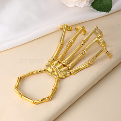 Punk Style Alloy Skeleton Hand Ring Bracelets with Finger Nails Tip Claw, Golden, 170mm(WG3AE99-02)