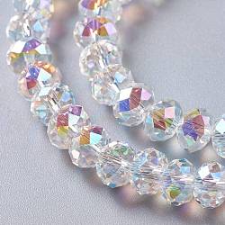 Glass Imitation Austrian Crystal Beads, Faceted Rondelle, Clear AB, 8x6mm, Hole: 1.4mm(GLAA-F108-05B)