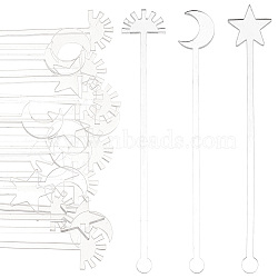 30Pcs 3 Style Transparent Acrylic Stirring Rods, Star & Moon & Sun, Clear, 150~151x21~24.5x3mm, 10pcs/style(TACR-NB0001-30A)