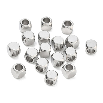 304 Stainless Steel Spacer Beads, Cube, Tarnish Free, Stainless Steel Color, 6x6x6mm, Hole: 4mm