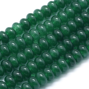 Natural White Jade Beads Strands, Dyed, Rondelle, Green, 8x5mm, Hole: 1mm, about 74pcs/strand, 15.15 inch(38.5cm)