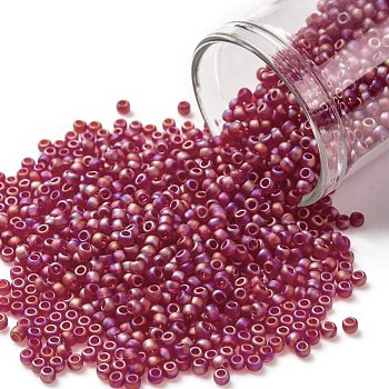 TOHO Round Seed Beads, Japanese Seed Beads, (165CF) Matte Transparent Garnet, 11/0, 2.2mm, Hole: 0.8mm, about 50000pcs/pound