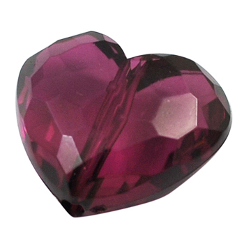 Transparent Acrylic Beads, Heart, Purple, about 25mm long, 28.5mm wide, 16mm thick, hole: 3mm