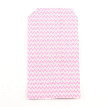 White Kraft Paper Bags, No Handles, Storage Bags, Wave Pattern, Wedding Party Birthday Gift Bag, Pink, 15x8.3x0.02cm