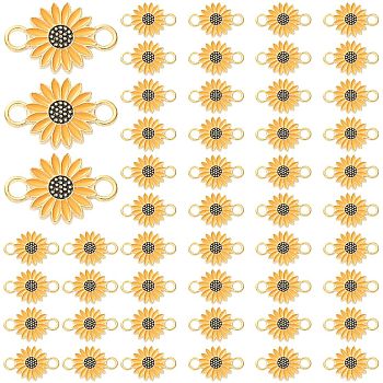 50Pcs Alloy Enamel Connector Charms, Daisy Flower Links, Light Gold, Goldenrod, 13.5x20.5x1.5mm, Hole: 3mm
