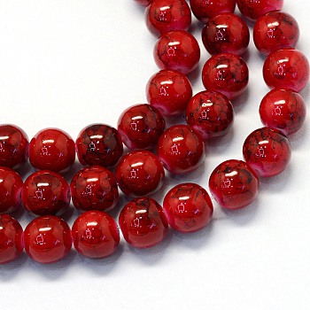 Baking Painted Glass Round Bead Strands, FireBrick, 8.5~9mm, Hole: 1.5mm, about 100~105pcs/strand, 31.8 inch