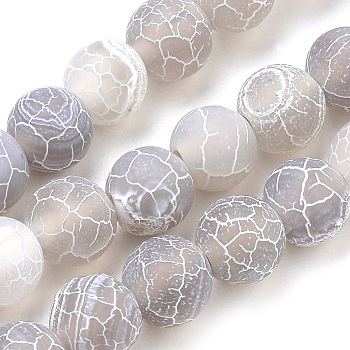 Natural Weathered Agate Beads Strands, Frosted, Dyed, Round, Thistle, 8mm, Hole: 1mm, about 47pcs/strand, 15.7 inch