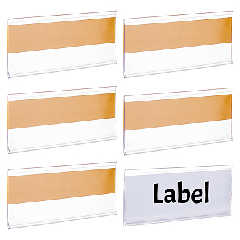 Rectangle PVC Price Tag Sign Label Holder, with Adhesive Back, Retail Supplies, Clear, 4.25x10.1x0.35cm