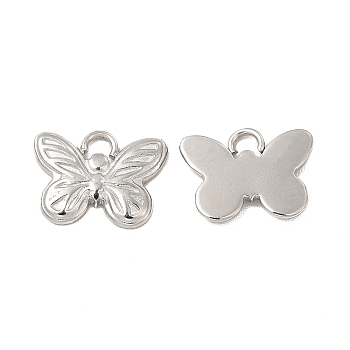 304 Stainless Steel Pendants, Butterfly Charm, Stainless Steel Color, 9x11.5x1mm, Hole: 1.6mm