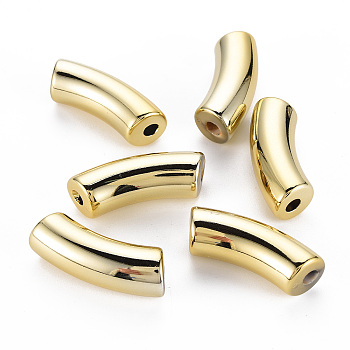 UV Plating Acrylic Beads, Curved Tube, Golden Plated, 34x11.5x13mm, Hole: 3.5mm
