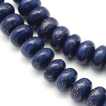 Dyed Synthetic Turquoise Rondelle Bead Strands, Midnight Blue, 8x5mm, Hole: 1mm, about 76pcs/strand, 15.4 inch~16.5 inch