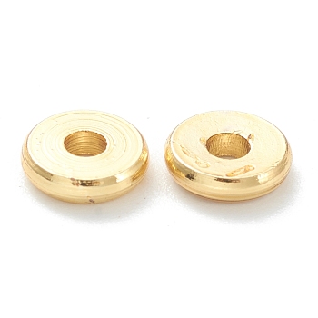 Brass Spacer Beads, Long-Lasting Plated, Flat Round/Disc, Heishi Beads, Real 18K Gold Plated, 6x1.5mm, Hole: 1.8mm