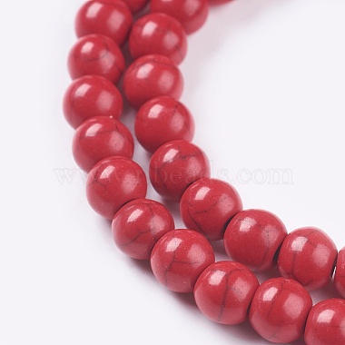 1 Strand Dyed Crimson Round Synthetic Turquoise Beads Strands(X-TURQ-G106-6mm-02H)-2