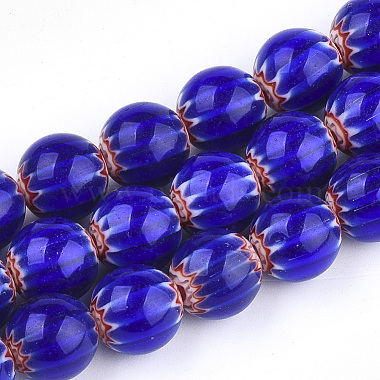 10mm Blue Round Millefiori Lampwork Beads