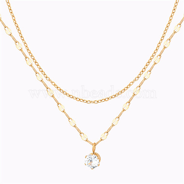 Clear Flat Round Stainless Steel Necklaces