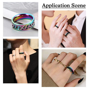 6Pcs 6 Style 201 Stainless Steel Engravable Grooved Finger Rings Set for Women(RJEW-YS0001-02)-8