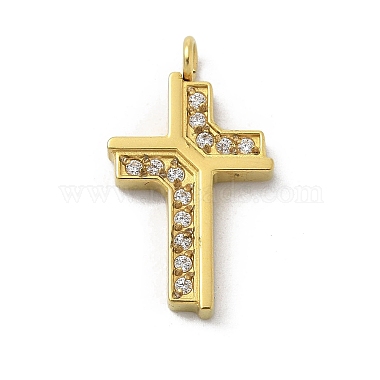 Golden Clear Cross Stainless Steel+Cubic Zirconia Pendants