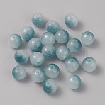Two Tone Crackle Glass Beads, Round, Temperature Sensing Color Changing Beads, Dark Cyan, 10~10.5mm, Hole: 1.6mm(GGLA-TAC0008-02D)