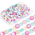 4 Strands Natural Freshwater Shell Beads Strands, Dyed, Flat Round, Mixed Color, 7~8.5x7~7.5x3~5.5mm, Hole: 0.5mm, about 49~50pcs/strand, 14.96''~15.04''(38~38.2cm)(SHEL-SC0001-64)