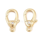 Brass Micro Pave Clear Cubic Zirconia Swivel Lobster Claw Clasps, Swivel Snap Hook, Cadmium Free & Lead Free, Long-Lasting Plated, Rack Plating, Real 18K Gold Plated, 11x6x2.5mm, Hole: 1.2mm(KK-P353-01G)