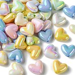 50Pcs UV Plating, Acrylic Beads, Rainbow Plated, Heart, Mixed Color, 15x17x7.5mm, Hole: 2mm, 50pcs(MACR-CJ0001-94)