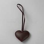 Imitation Leather Heart Pendant Decorations, for Bag Ornaments, Coconut Brown, 225mm(HJEW-WH0036-129A)