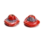 Handmade Porcelain Beads, Hand Painted, Hat, 14~14.5x8.5mm, Hole: 2.5mm(PORC-L084-06D)