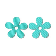 Cellulose Acetate(Resin) Cabochons, Flower, Medium Turquoise, 45.5x46.5x2.5mm, Hole: 7.5mm(FIND-D029-04B)