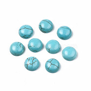Craft Findings Dyed Synthetic Turquoise Gemstone Flat Back Dome Cabochons, Half Round, Dark Turquoise, 8x4mm(TURQ-S266-8mm-01)