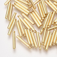 Brass Bar Pendants, Column, Real 18K Gold Plated, 15x2mm, Hole: 0.8mm(KK-S348-385A)