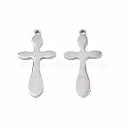 Non-Tarnish 201 Stainless Steel Pendants, Cross, Stainless Steel Color, 35x17.5x2mm, Hole: 1.8mm(STAS-N095-084)