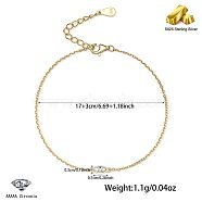 Golden 925 Sterling Silver Oval Link Bracelet, 6-3/4 inch(17cm)(CJ1255-16)