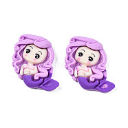 Opaque Resin Cabochons, Mermaid, Violet, 27.5x32x8mm(CRES-S308-096E)