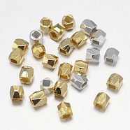 Faceted Barrel Brass Spacer Beads, Mixed Color, 3x3mm, Hole: 1.5mm(KK-L105-02)