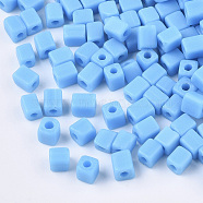6/0 Glass Seed Beads, Round Hole, Cube & Cuboid, Light Sky Blue, 3~7x3.5x3.5mm, Hole: 1.2mm, about 4500pcs/bag(SEED-S026-01A-03)
