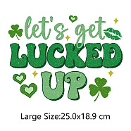 Saint Patrick's Day Theme PET Sublimation Stickers, Heat Transfer Film, Iron on Vinyls, for Clothes Decoration, Word, 189x250mm(PW-WG11031-04)