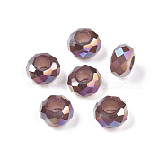 Imitation Jade Glass European Beads, Large Hole Beads, AB Color Plated, Faceted, Rondelle, Medium Orchid, 13~14x7.5~8mm, Hole: 5.5~6mm(GPDL-N005-B14mm-A04)