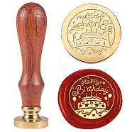 Wax Seal Stamp Set, Sealing Wax Stamp Solid Brass Heads with Wood Handles, for Envelopes Invitations, Gift Card, Cake, 83x22mm, Stamps: 25x14.5mm(AJEW-WH0208-1505)