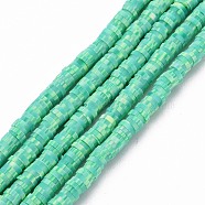 Handmade Polymer Clay Bead Strands, Heishi Beads, for DIY Jewelry Crafts Supplies, Disc/Flat Round, Medium Aquamarine, 4x0.5~1mm, Hole: 0.9mm, about 320~450pcs/strand, 15.35 inch~16.92 inch(39~43cm)(X-CLAY-S094-4mm-A11)