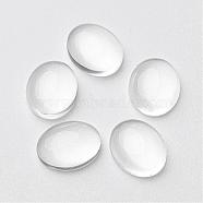 10x8MM Flat Back Transparent Glass Cabochons, Dome Oval Pendant Inserts, 10x8x5mm(X-GGLA-G015)