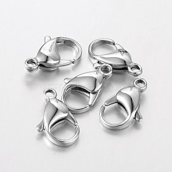 Tarnish Resistant 316 Surgical Stainless Steel Lobster Claw Clasps, Manual Polishing, Stainless Steel Color, 19x12mm, Hole: 2mm(X-316-FL18A)