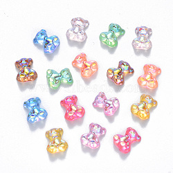 Resin Cabochons, Nail Art Decoration Accessories, AB Color Plated, Bear, 9x8x4.5mm(X-MRMJ-R063-08A-01)