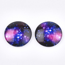 Starry Sky Pattern Printed Glass Cabochons, Half Round/Dome, Colorful, 25x6~6.5mm(GGLA-N004-25mm-D55)