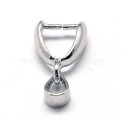 Anti-Tarnish Rhodium Plated 925 Sterling Silver Ice Pick & Pinch Bails, Platinum, 12x3.5mm, Hole: 3x3.5mm, Pin: 0.6mm(STER-A006-332P)