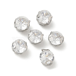 Round, Stainless Steel Prong Settings, with Cubic Zirconia Faceted, Clear, 4x3mm, Hole: 1mm(STAS-M104-01H)